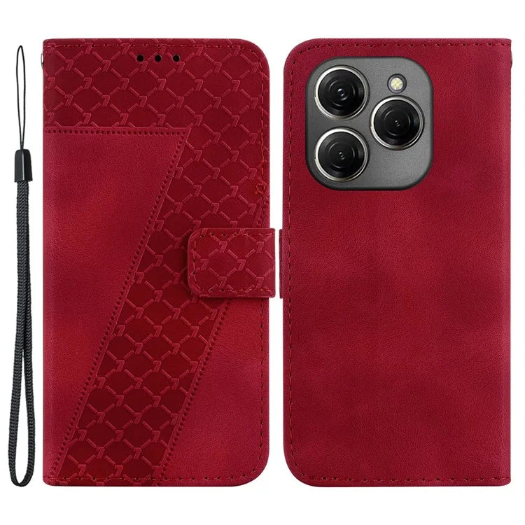 For TECNO Spark 20 Pro Wallet Case 7-Shape Imprint Foldable Leather Phone Cover