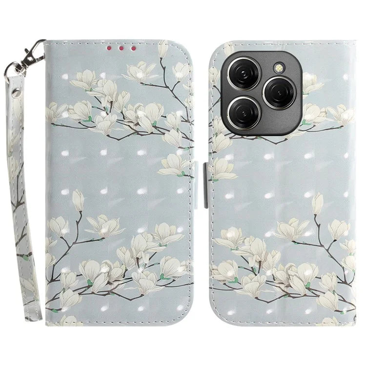 For TECNO Spark 20 Pro Case Pattern Printing Leather Wallet Cover with Strap