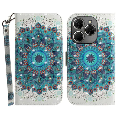 For TECNO Spark 20 Pro Case Pattern Printing Leather Wallet Cover with Strap