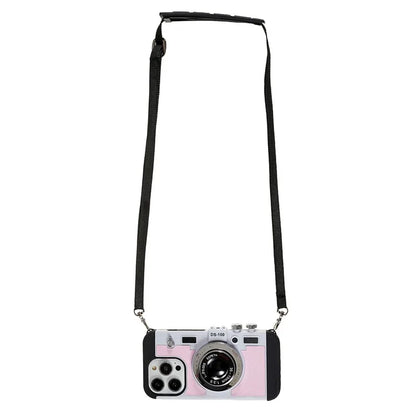 For iPhone 15 Pro Max Case with Lanyard Leather+TPU+PC Phone Cover Camera Design