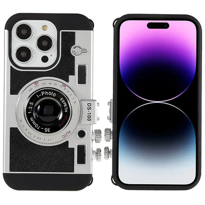For iPhone 15 Pro Max Case with Lanyard Leather+TPU+PC Phone Cover Camera Design