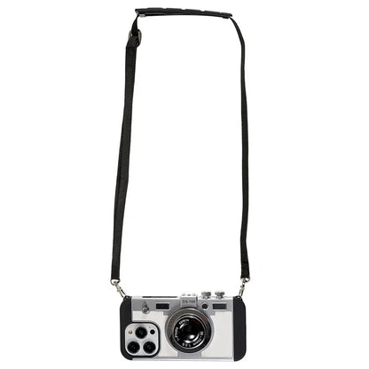 For iPhone 15 Pro Max Case with Lanyard Leather+TPU+PC Phone Cover Camera Design