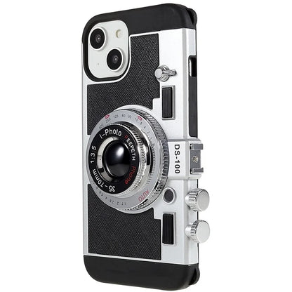 For iPhone 15 Plus Phone Case Vintage Style Camera Design Bump Proof Shell with Crossbody Strap