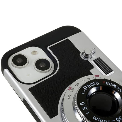 For iPhone 15 Plus Phone Case Vintage Style Camera Design Bump Proof Shell with Crossbody Strap