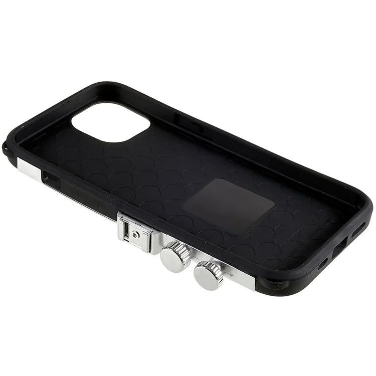 For iPhone 15 Plus Phone Case Vintage Style Camera Design Bump Proof Shell with Crossbody Strap