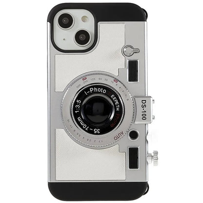 For iPhone 15 Plus Phone Case Vintage Style Camera Design Bump Proof Shell with Crossbody Strap