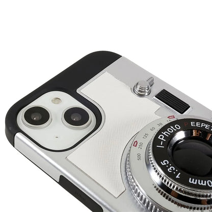 For iPhone 15 Plus Phone Case Vintage Style Camera Design Bump Proof Shell with Crossbody Strap