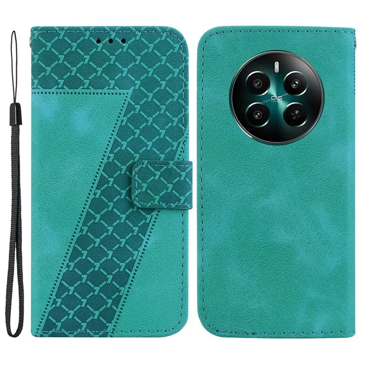 For Realme 12+ 5G / Narzo 70 Pro 5G Wallet Case 7-Shape PU Leather Protective Cover