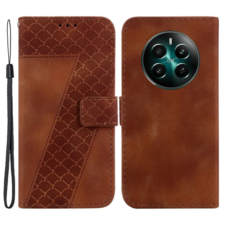 For Realme 12+ 5G / Narzo 70 Pro 5G Wallet Case 7-Shape PU Leather Protective Cover