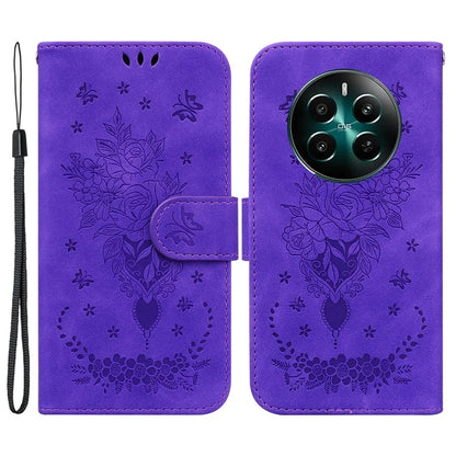 For Realme 12+ 5G / Narzo 70 Pro 5G Case PU Leather Flower Imprint Flip Wallet Cover
