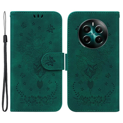 For Realme 12+ 5G / Narzo 70 Pro 5G Case PU Leather Flower Imprint Flip Wallet Cover