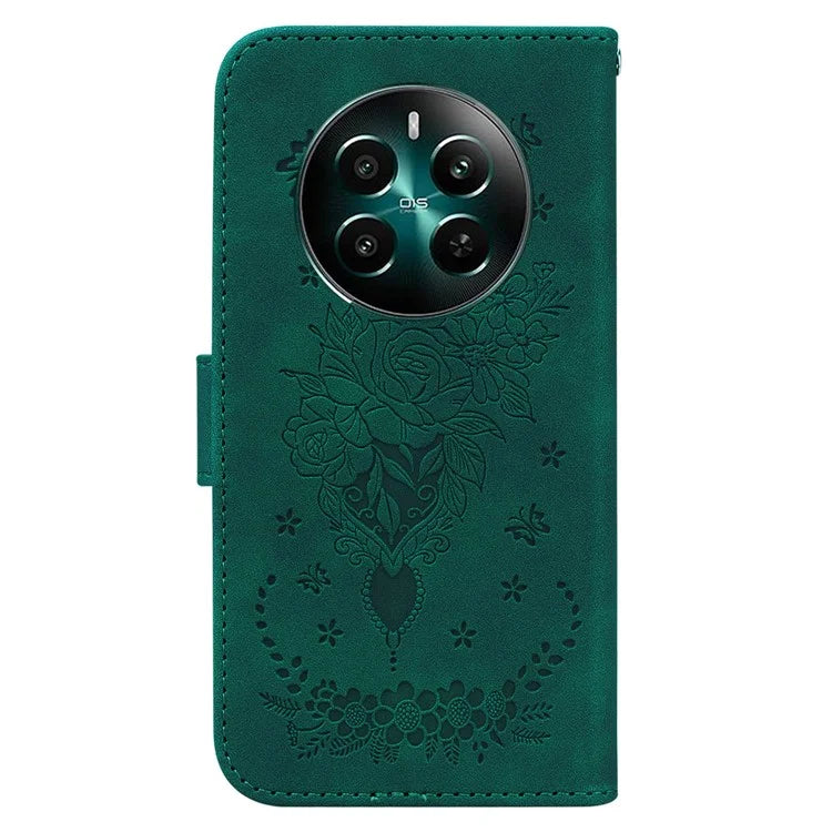 For Realme 12+ 5G / Narzo 70 Pro 5G Case PU Leather Flower Imprint Flip Wallet Cover