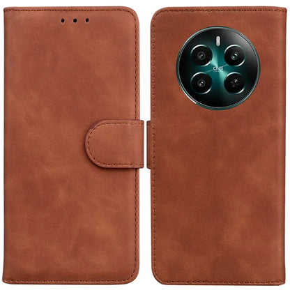 For Realme 12+ 5G / Narzo 70 Pro 5G Bump Proof Phone Cover Solid Color Leather Flip Stand Case
