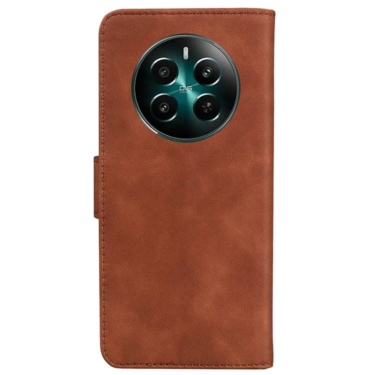 For Realme 12+ 5G / Narzo 70 Pro 5G Bump Proof Phone Cover Solid Color Leather Flip Stand Case