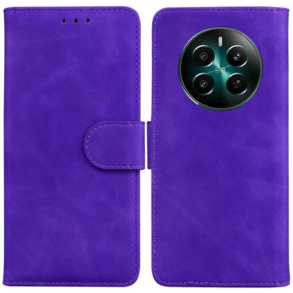 For Realme 12+ 5G / Narzo 70 Pro 5G Bump Proof Phone Cover Solid Color Leather Flip Stand Case
