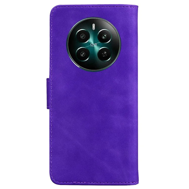 For Realme 12+ 5G / Narzo 70 Pro 5G Bump Proof Phone Cover Solid Color Leather Flip Stand Case