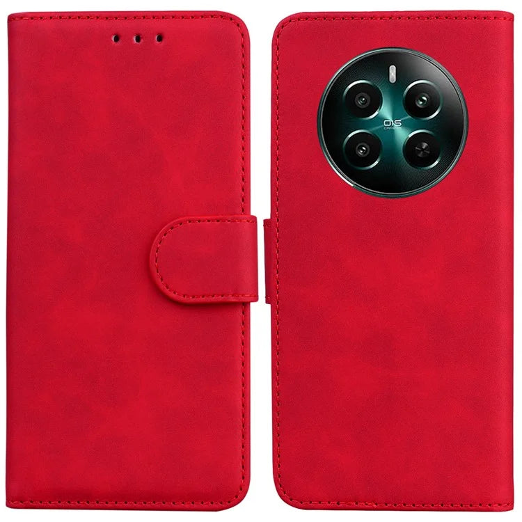 For Realme 12+ 5G / Narzo 70 Pro 5G Bump Proof Phone Cover Solid Color Leather Flip Stand Case