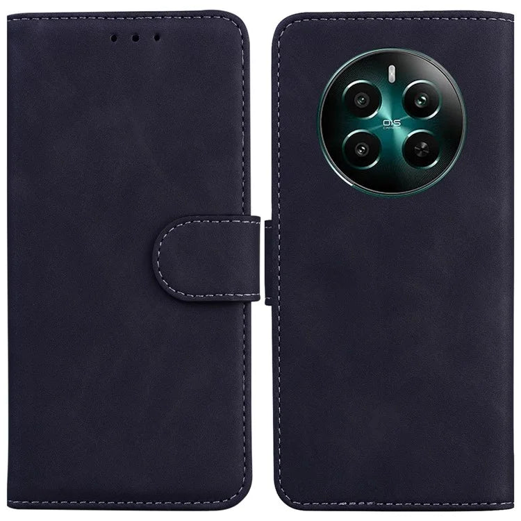 For Realme 12+ 5G / Narzo 70 Pro 5G Bump Proof Phone Cover Solid Color Leather Flip Stand Case