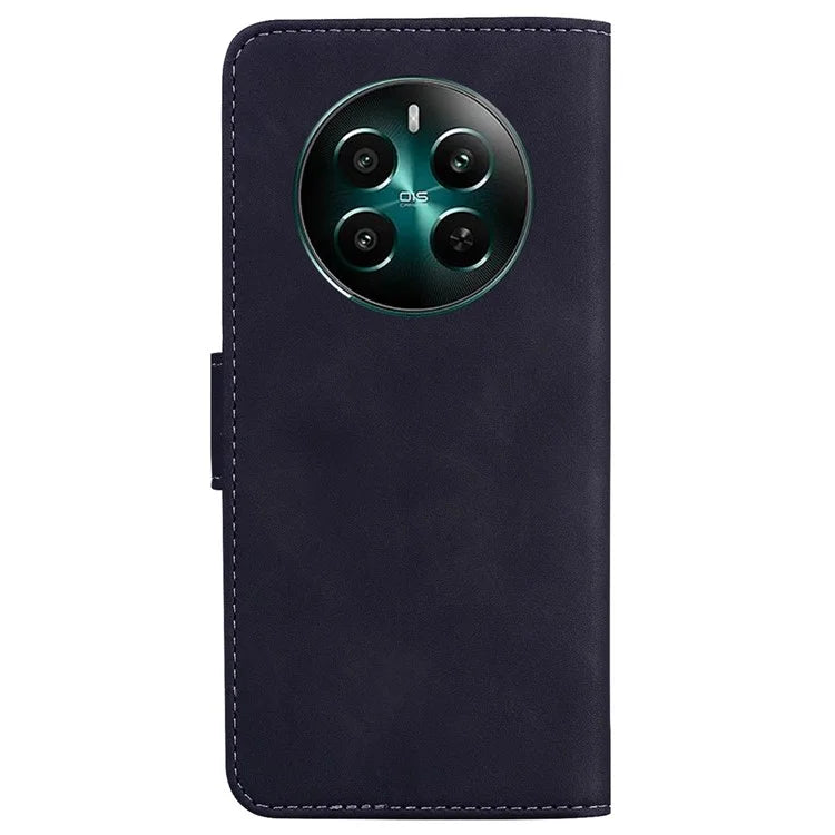 For Realme 12+ 5G / Narzo 70 Pro 5G Bump Proof Phone Cover Solid Color Leather Flip Stand Case