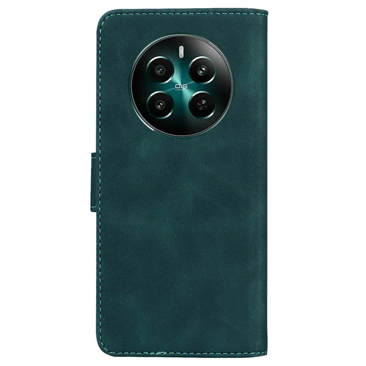 For Realme 12+ 5G / Narzo 70 Pro 5G Bump Proof Phone Cover Solid Color Leather Flip Stand Case