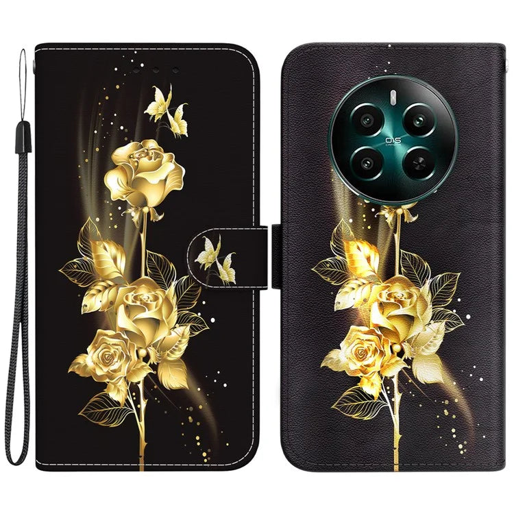 For Realme 12+ 5G / Narzo 70 Pro 5G Wallet Case Pattern Printed Anti-scratch Leather Phone Cover