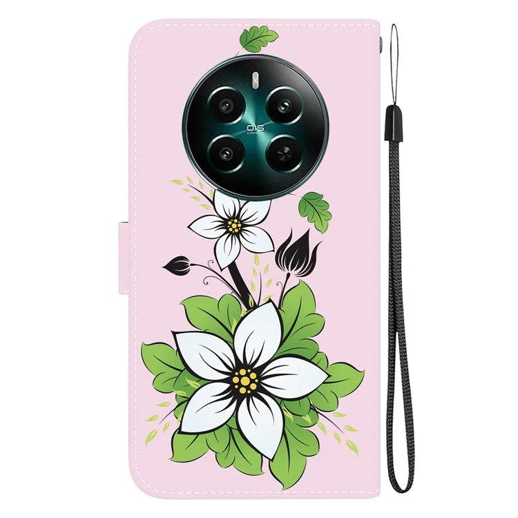 For Realme 12+ 5G / Narzo 70 Pro 5G Wallet Case Pattern Printed Anti-scratch Leather Phone Cover