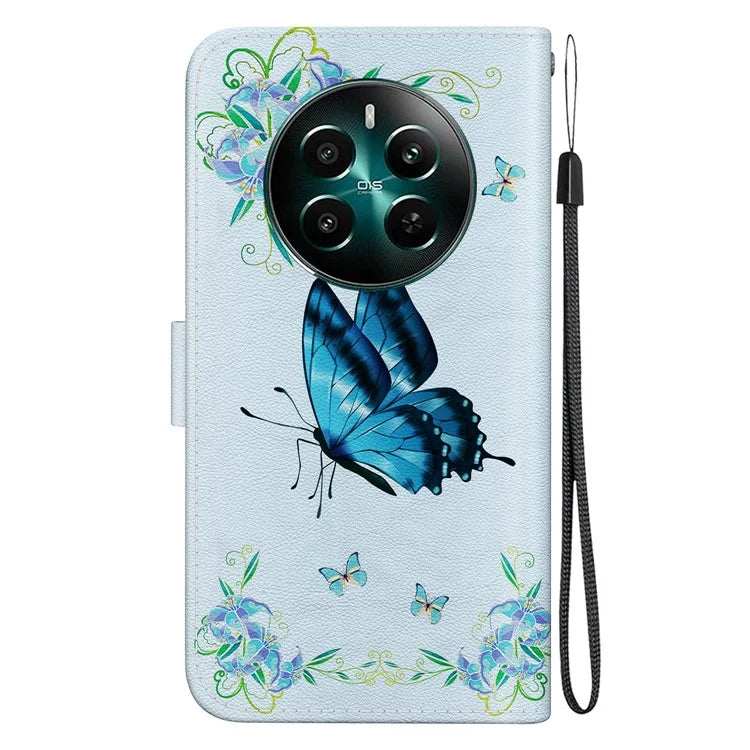 For Realme 12+ 5G / Narzo 70 Pro 5G Wallet Case Pattern Printed Anti-scratch Leather Phone Cover