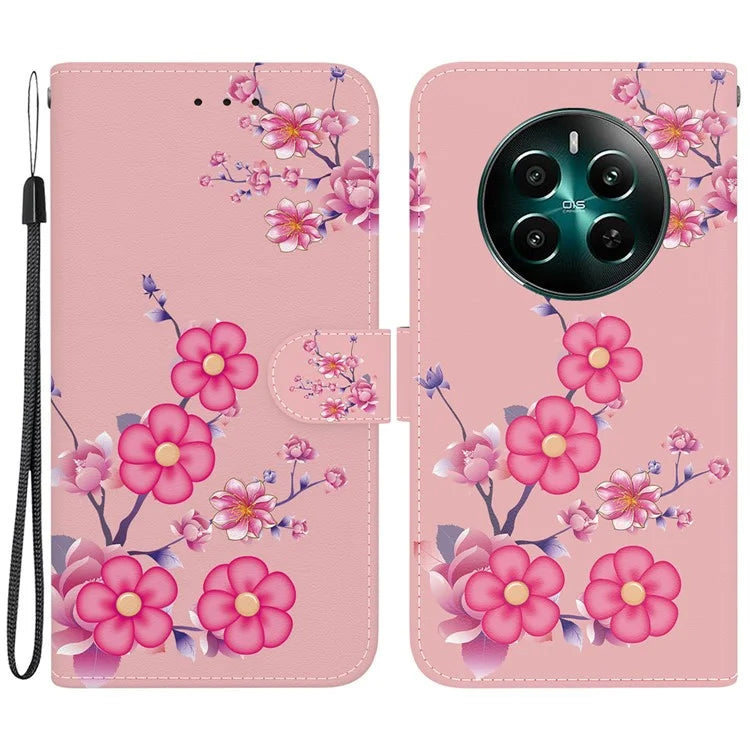 For Realme 12+ 5G / Narzo 70 Pro 5G Wallet Case Pattern Printed Anti-scratch Leather Phone Cover