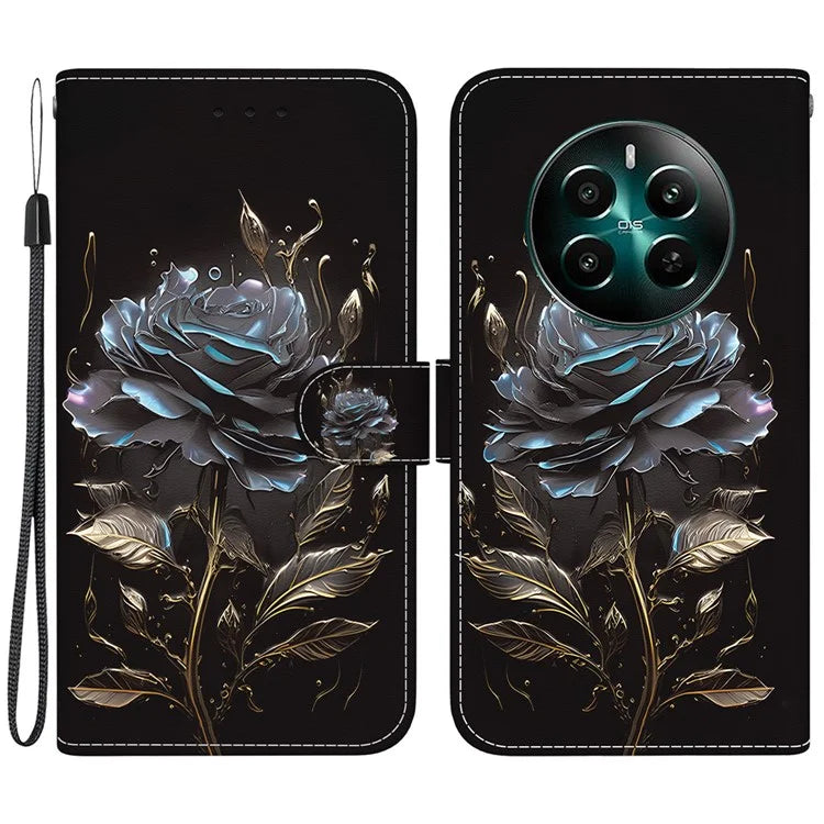 For Realme 12+ 5G / Narzo 70 Pro 5G Wallet Case Pattern Printed Anti-scratch Leather Phone Cover