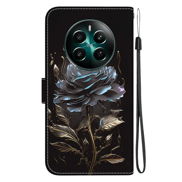 For Realme 12+ 5G / Narzo 70 Pro 5G Wallet Case Pattern Printed Anti-scratch Leather Phone Cover