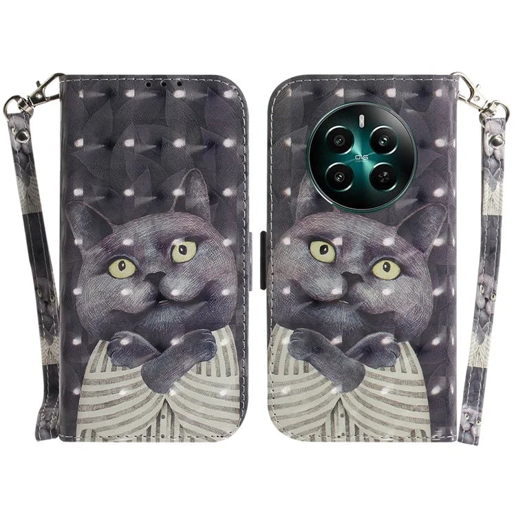For Realme 12+ 5G / Narzo 70 Pro 5G Wallet Case Pattern Printing Phone Leather Cover
