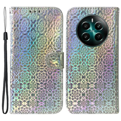 For Realme 12+ 5G / Narzo 70 Pro 5G Case Leather Phone Cover Dazzling Flower Pattern