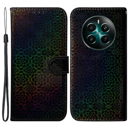 For Realme 12+ 5G / Narzo 70 Pro 5G Case Leather Phone Cover Dazzling Flower Pattern