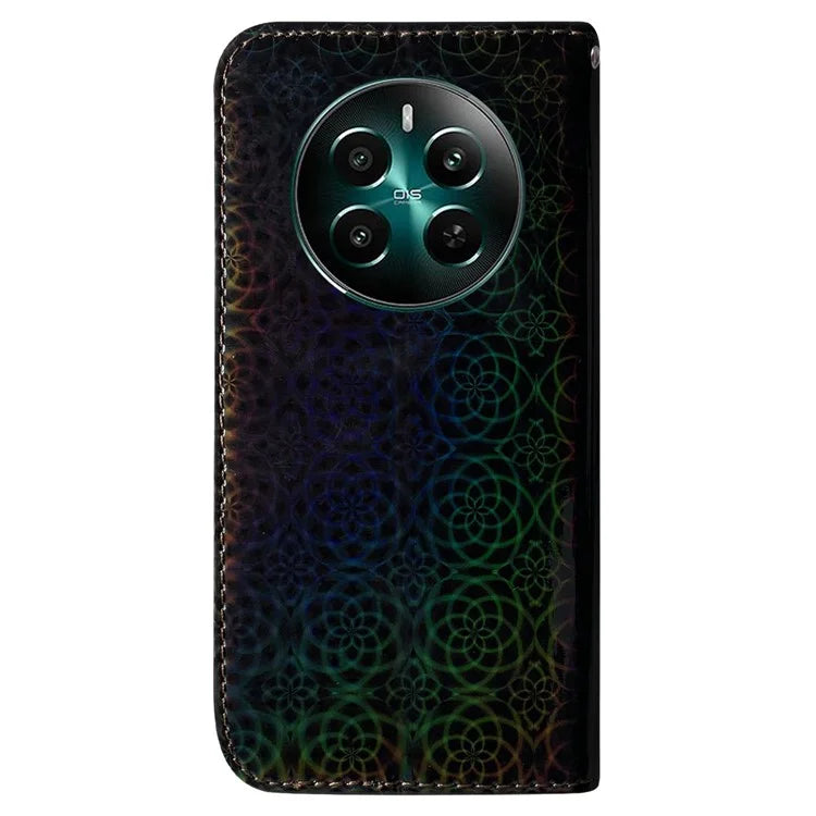 For Realme 12+ 5G / Narzo 70 Pro 5G Case Leather Phone Cover Dazzling Flower Pattern