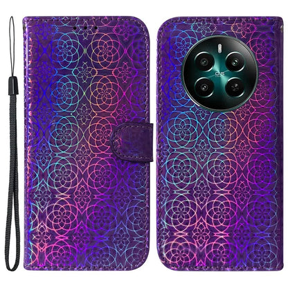 For Realme 12+ 5G / Narzo 70 Pro 5G Case Leather Phone Cover Dazzling Flower Pattern