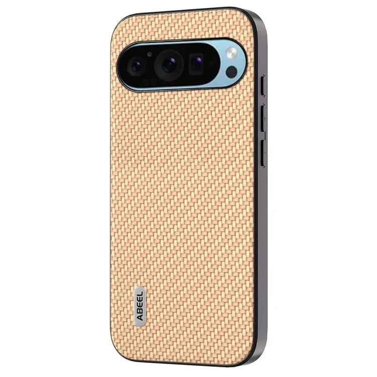 ABEEL For Google Pixel 9 / Pixel 9 Pro Case Leather Coated PC+TPU Phone Cover Carbon Fiber Texture