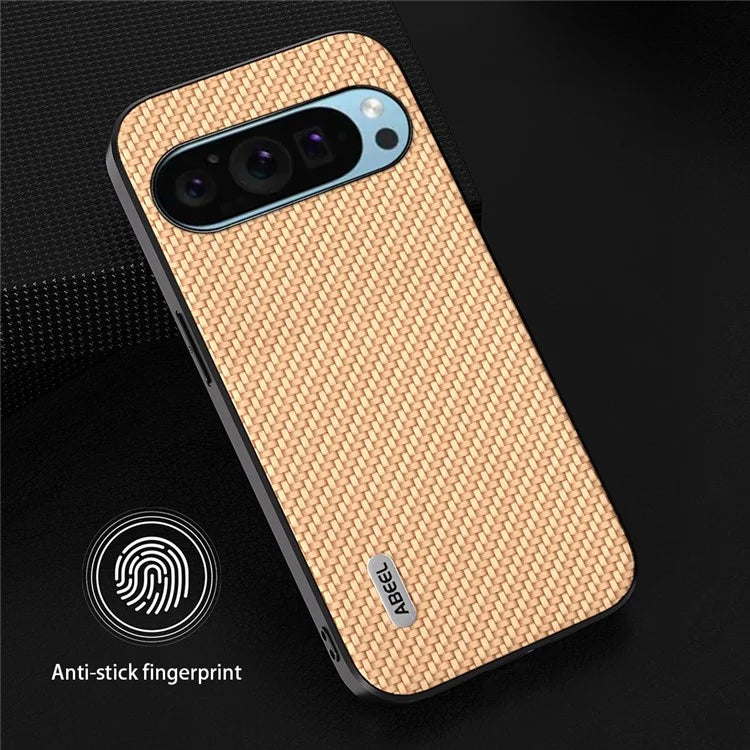 ABEEL For Google Pixel 9 / Pixel 9 Pro Case Leather Coated PC+TPU Phone Cover Carbon Fiber Texture