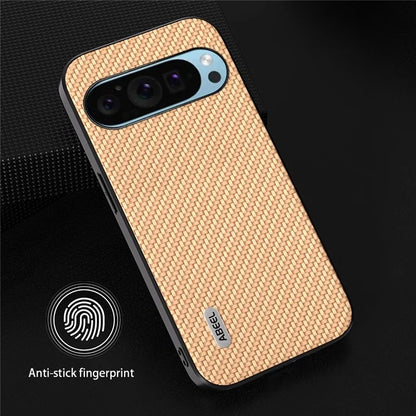 ABEEL For Google Pixel 9 / Pixel 9 Pro Case Leather Coated PC+TPU Phone Cover Carbon Fiber Texture