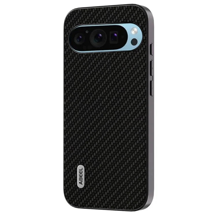 ABEEL For Google Pixel 9 / Pixel 9 Pro Case Leather Coated PC+TPU Phone Cover Carbon Fiber Texture