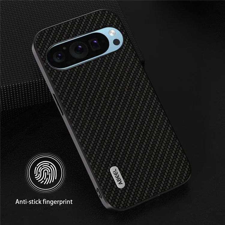 ABEEL For Google Pixel 9 / Pixel 9 Pro Case Leather Coated PC+TPU Phone Cover Carbon Fiber Texture