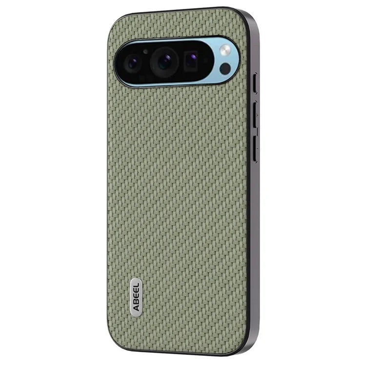 ABEEL For Google Pixel 9 / Pixel 9 Pro Case Leather Coated PC+TPU Phone Cover Carbon Fiber Texture