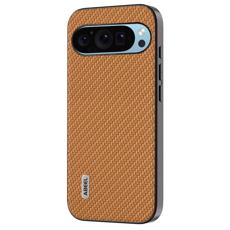ABEEL For Google Pixel 9 / Pixel 9 Pro Case Leather Coated PC+TPU Phone Cover Carbon Fiber Texture
