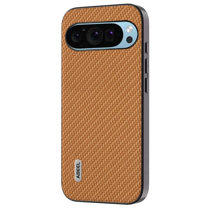 ABEEL For Google Pixel 9 / Pixel 9 Pro Case Leather Coated PC+TPU Phone Cover Carbon Fiber Texture