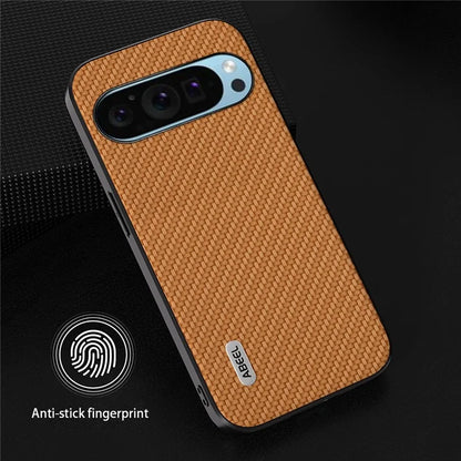 ABEEL For Google Pixel 9 / Pixel 9 Pro Case Leather Coated PC+TPU Phone Cover Carbon Fiber Texture