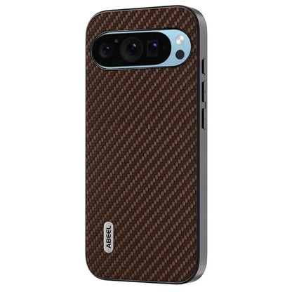 ABEEL For Google Pixel 9 / Pixel 9 Pro Case Leather Coated PC+TPU Phone Cover Carbon Fiber Texture