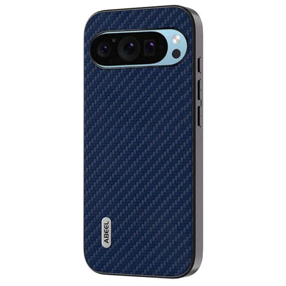 ABEEL For Google Pixel 9 / Pixel 9 Pro Case Leather Coated PC+TPU Phone Cover Carbon Fiber Texture