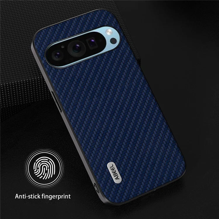 ABEEL For Google Pixel 9 / Pixel 9 Pro Case Leather Coated PC+TPU Phone Cover Carbon Fiber Texture