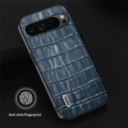 ABEEL For Google Pixel 9 Pro XL Phone Case Genuine Cow Leather+PC+TPU Hybrid Cover
