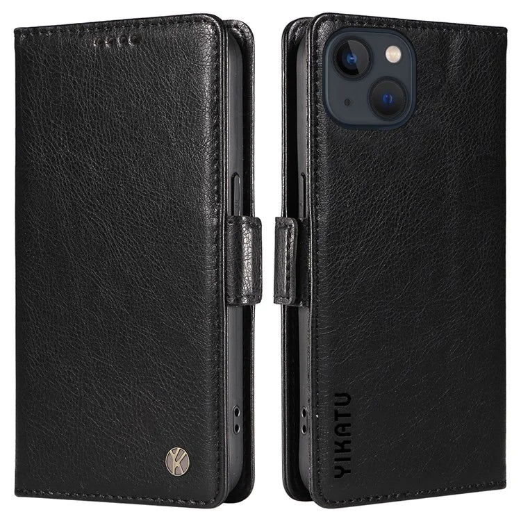 YIKATU YK-007 For iPhone 13 Wallet Case Litchi Texture Leather Stand Phone Cover