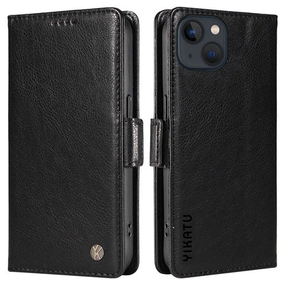 YIKATU YK-007 For iPhone 13 Wallet Case Litchi Texture Leather Stand Phone Cover